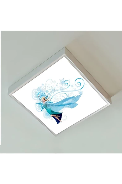 Gökyüzü Panel Elsa Frozen Çocuk Odası Led Avize-60cmx60cm Büyük Kare-1.5kg Hafif- 54w Güçlü Işık-sıva Üstü Montaj ürün görseli 1