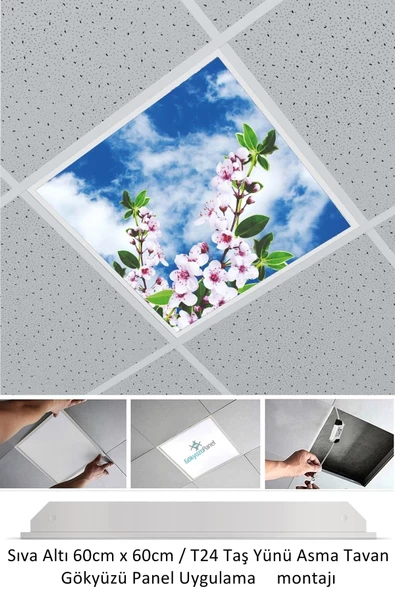 Gökyüzü Panel Asma Tavan Led-60cmx60cm-sıva Altı-54w-6500k-led Panel-led Armatür- 60x60 Taş Yünü Asma Tavan Ledli ürün görseli 1