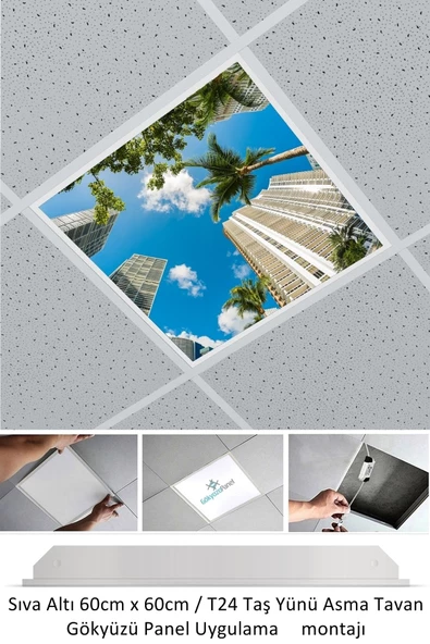 Gökyüzü Panel New-60cmx60cm-asma Tavan Led-sıva Altı-54watt-led Panel-led Armatür-60x60 Taş Yünü Asma Tavan Ledi ürün görseli 1