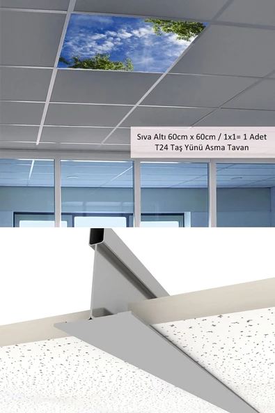 Gökyüzü Panel Led Armatür-60cmx60cm-asma Tavan Led-sıva Altı-54w-beyaz-led Panel-60x60 Taş Yünü Asma Tavan Ledi-a+ ürün görseli 1