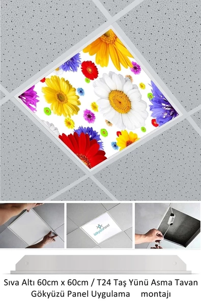 Gökyüzü Panel Asma Tavan Led-60cmx60cm-sıva Altı-54w-6500k-led Panel-led Armatür- 60x60 Taş Yünü Asma Tavan Ledi ürün görseli 1