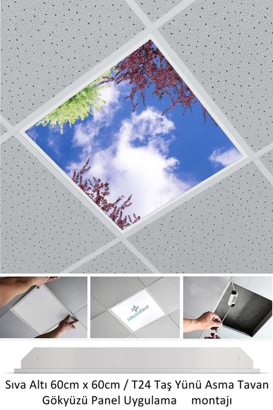 Gökyüzü Panel Asma Tavan Led-60cmx60cm-sıva Altı-54w-6500k-led Panel-led Armatür- 60x60 Taş Yünü Asma Tavan Ledi ürün görseli 1
