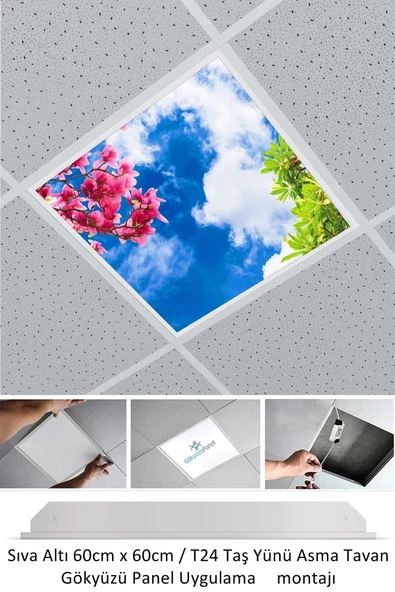 Gökyüzü Panel 60cmx60cm-asma Tavan Led-sıva Altı-54w-beyaz-led Panel-led Armatür-60x60 Taş Yünü Asma Tavan Ledi ürün görseli 1