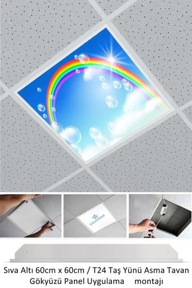 Gökyüzü Panel 60cmx60cm-asma Tavan-sıva Altı-54w-6500k-beyaz-led Panel-led Armatür- 60x60 Taş Yünü Asma Tavan Ledi ürün görseli 1