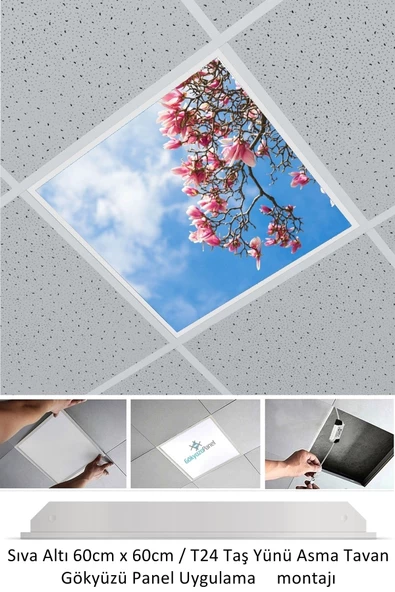 Gökyüzü Panel Asma Tavan Led-60cmx60cm-sıva Altı-54w-6500k-led Panel-led Armatür- 60x60 Taş Yünü Asma Tavan Ledi ürün görseli 1