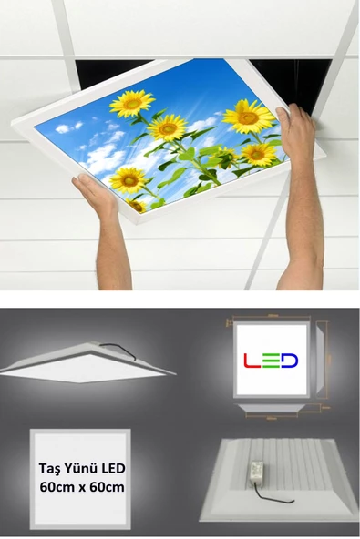 Gökyüzü Panel Asma Tavan Led-60cmx60cm-sıva Altı-54w-6500k-led Panel-led Armatür-60x60 Taş Yünü Asma Tavan Ledi-a+ ürün görseli 1