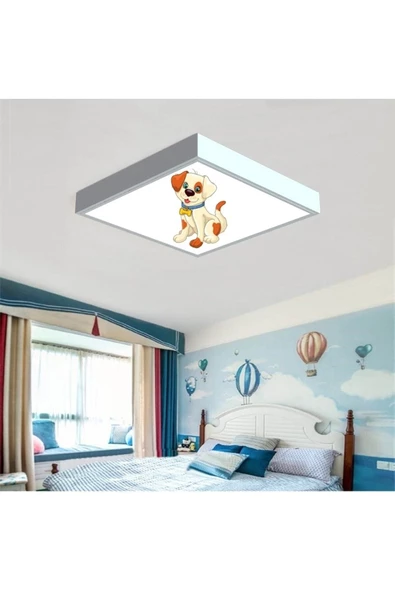 Gökyüzü Panel Kofi Çocuk Odası Led Avize- Aydınlatma-şık Tasarım-60cmx60cm Kare-beyaz Işık-beyaz Metal Çerçeve ürün görseli 1