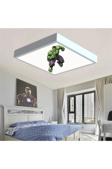 Gökyüzü Panel Hulk Çocuk Led Avize-ışık 54w Güçlü Aydınlatma-60x60 Beyaz Kare Çerçeve- White Homojen Aydınlatma ürün görseli 1