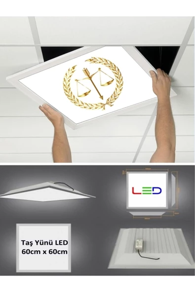 Gökyüzü Panel Hukuk Logo Asma Tavan-60cmx60cm-sıva Altı-54w-6500k-beyaz-led Panel-led Armatür- Taş Yünü Asma Tavan ürün görseli 1