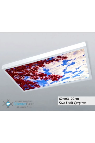 Gökyüzü Panel 60x120 Gökyüzü Panel  Avize, 106watt Led, Sıva Üstü, Kolay Montaj Led Panel, Kırmızı Ağaç Avize ürün görseli 1