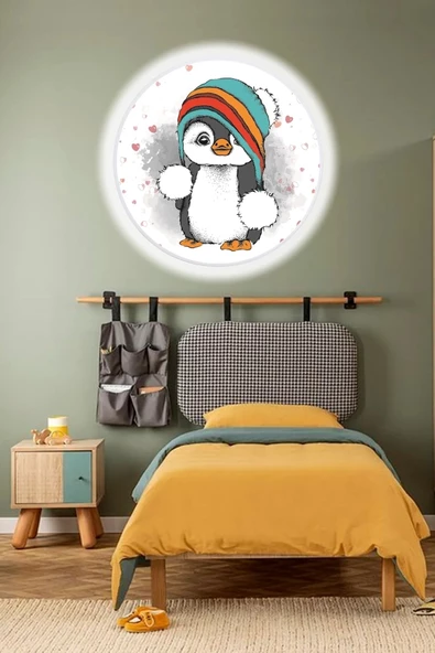 Gökyüzü Panel Sevimli Penguen Aplik-led Aplik-25watt-30cm Çap,çocuk Odası Aplik, Aplik Modelleri,trendyol Aplik ürün görseli 1