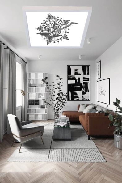 Gökyüzü Panel Genç Odası Rock Model Baskılı Led Avize 54w-homojen Aydınlatma ürün görseli 1