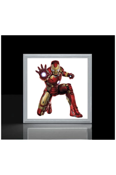Gökyüzü Panel Iron Man Çocuk Odası Led Avize 60x60 Baskılı-beyaz Çerçeve Led Işık Kolay Montaj 54w Homojen Dağılım ürün görseli 1