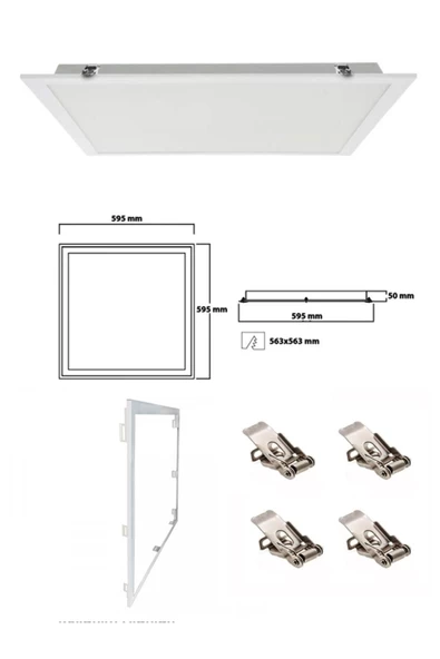 Gökyüzü Panel Alçıpen Gömme Led Pnel, 60x60 Led 45watt, Sıva Altı, Clipsli Led Panel, Beyaz Işık 6500k-beyaz Işık, ürün görseli 1
