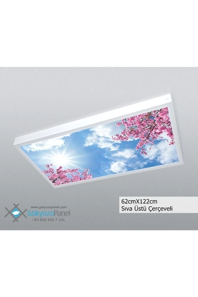Gökyüzü Panel 60x120 Gökyüzü Panel  Avize, 106watt Led, Sıva Üstü, Kolay Montaj Led Panel, Pembe Ağaçlar Avize ürün görseli 1