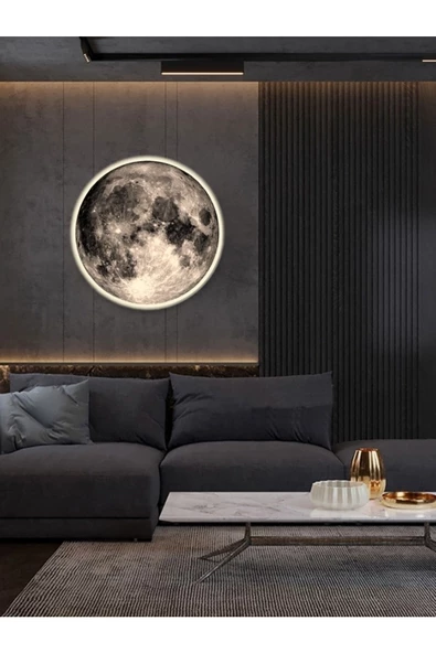 Gökyüzü Panel Moon Art, Modern Aplik, 30cm Çap,led 25watt, Led Duvar Aplikleri, Yatak Odası Aplik,yatak Başı Aplik ürün görseli 1