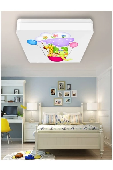 Gökyüzü Panel Lüks Çocuk Odası Avize 25watt-30cm X 30cm Lüks Led Aydınlatma, Hayvan Dostlar Çocuk Odası Avize ürün görseli 1