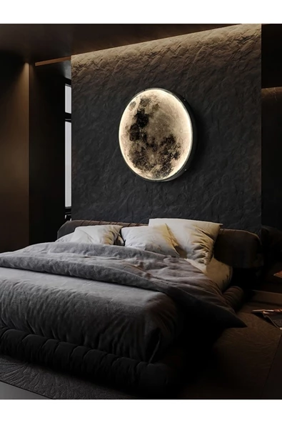 Gökyüzü Panel New-moon, Modern Aplik, 30cm Çap Led 25watt, Led Duvar Aplikleri, Yatak Odası Aplik, Aplik Modelleri ürün görseli 1