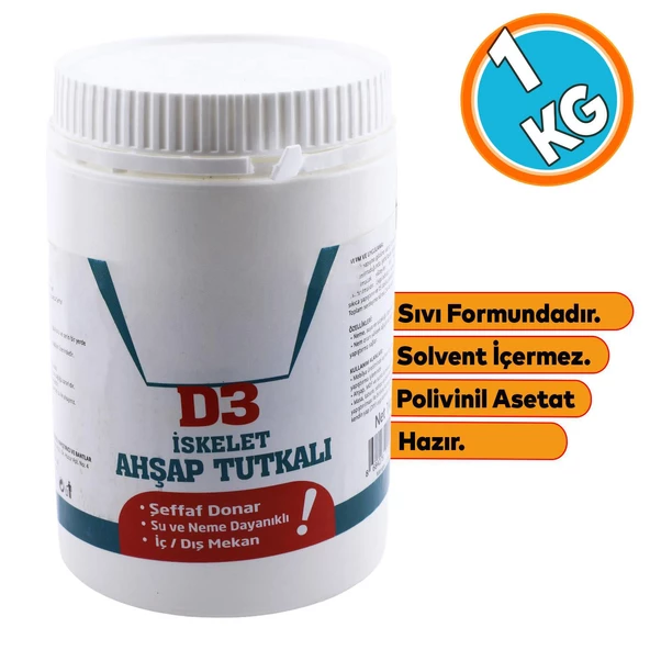 Hazır D3 Ahşap Tutkalı 1 kg Şeffaf Mobilya Mdf Sunta Kumaş Kağıt DIY Uygulamalarında Yapıştırıcı ürün görseli 1