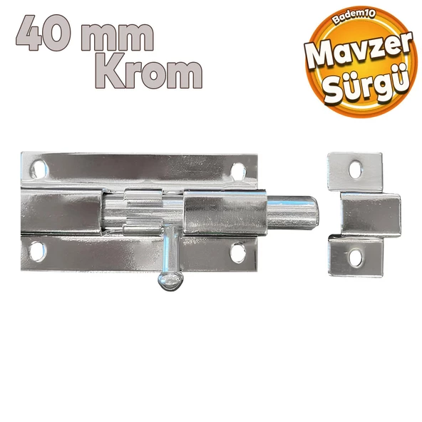Kapı Sürgüsü Küçük Metal Krom Mavzer Sürgü Sürgülü Kilit 25x40 mm Kapı Pencere Emniyet Kilidi ürün görseli 1
