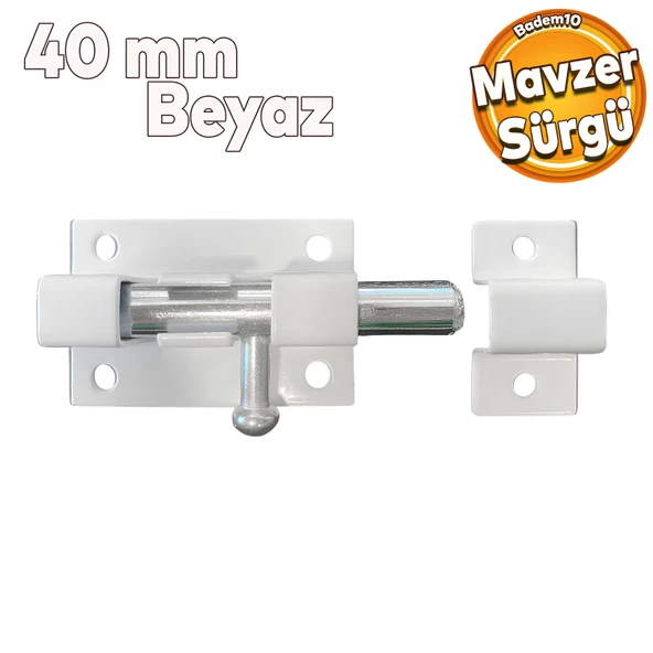 Kapı Sürgüsü Küçük Metal Beyaz Mavzer Sürgü Sürgülü Kilit 25x40 mm Kapı Pencere Emniyet Kilidi ürün görseli 1