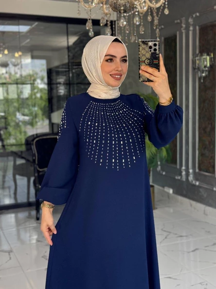 Mihriban Elbise Lacivert - Resim 2