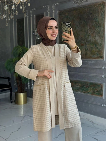Üçlü Keten Takım Taş - Resim 2