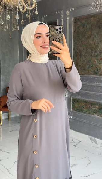 Tuğba Elbise Gri - Resim 3