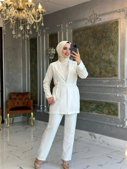 Eylül Ceket Takım Beyaz ürün görseli 1