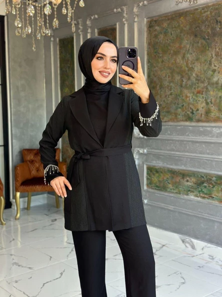 Eylül Ceket Takım Siyah - Resim 4
