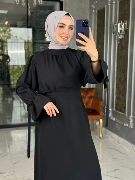 Nesli Elbise Siyah - Resim 3