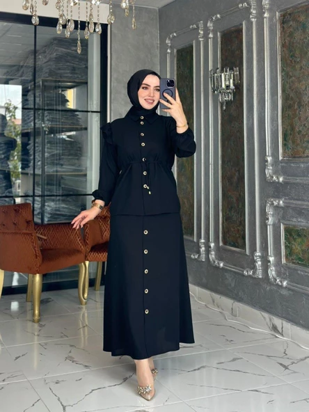 Zerda Etek Takım-Siyah - Resim 3