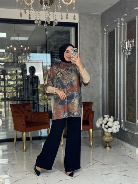 Rosa Örme Tunik-İndigo mavi indigo ürün görseli 1
