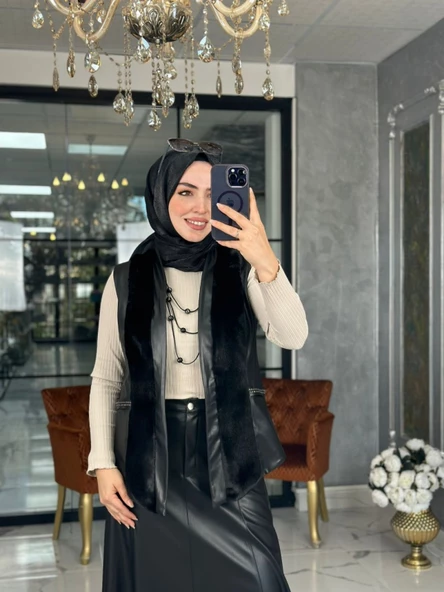 Deri Yelek Takım-Siyah Siyah ürün görseli 1