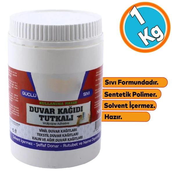 Duvar Kağıdı Yapıştırıcısı 1 kg Sıvı Hazır Tutkal Vinil Tekstil Kağıtları Sentetik Polimer Şeffaf ürün görseli 1