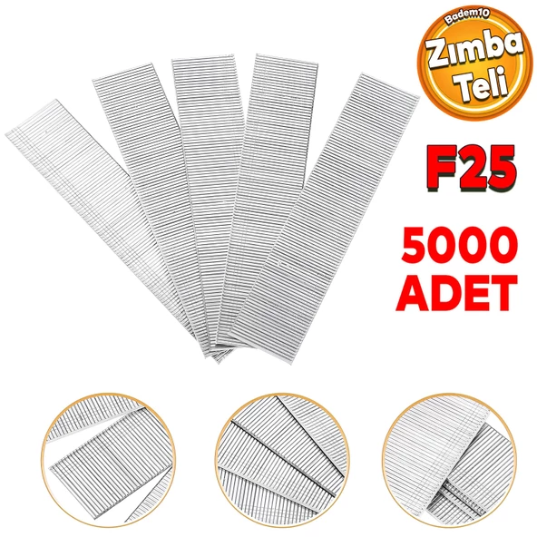 Zımba Teli F25 Sanayi Tipi 25 mm Makina Çivi Çivisi Süpürgelik Parke Ahşap Mdf Tel 5000 ADET ürün görseli 1