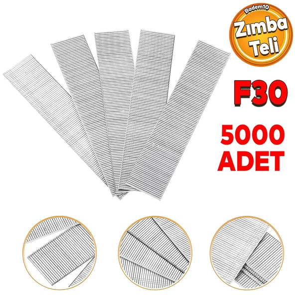 Zımba Teli F30 Sanayi Tipi 30 mm Makina Çivi Çivisi Süpürgelik Parke Ahşap Mdf Tel 5000 ADET ürün görseli 1