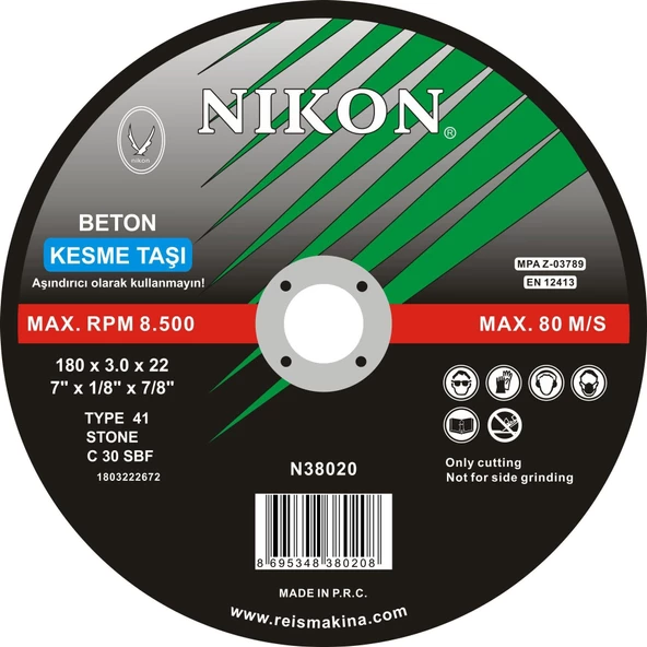 Nikon Beton Flex Kesme Taşı Düz 115x2.5x22mm 10 adet ürün görseli 1