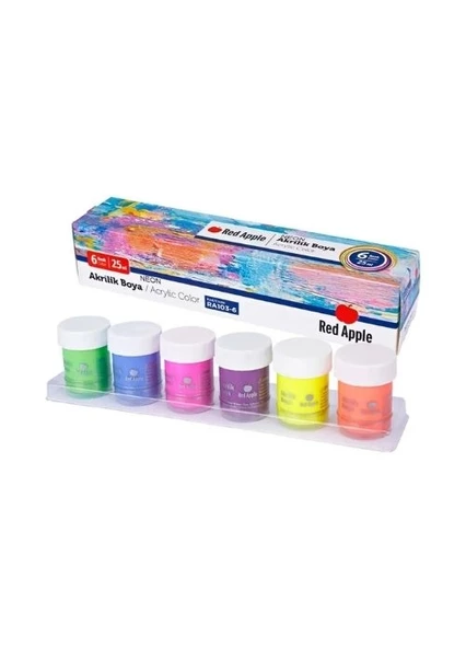 Red Apple Neon Akrilik Boya 25 Ml Sıralı Set-Ra6N ürün görseli 1