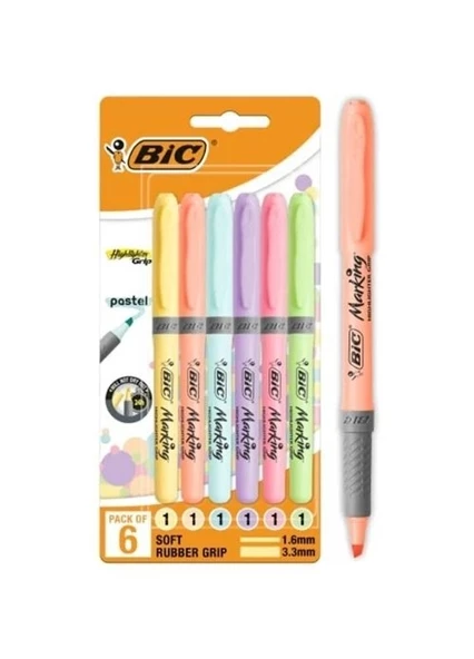 Bic Marking Highlighter Grip Pastel 4 Renk ürün görseli 1