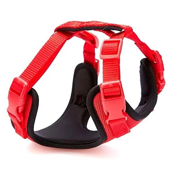 Doggie Havalı Dokuma Köpek Göğüs Tasması Xsmall Kırmızı 1.5x35-45 Cm ürün görseli 1