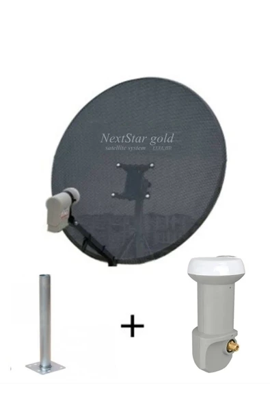 Next 80 Cm Delikli 0,6 Mm. Gri Renk Ofset Çanak Anten +... 4'lü Lnb...+ 45 Cm Montaj Borusu ürün görseli 1