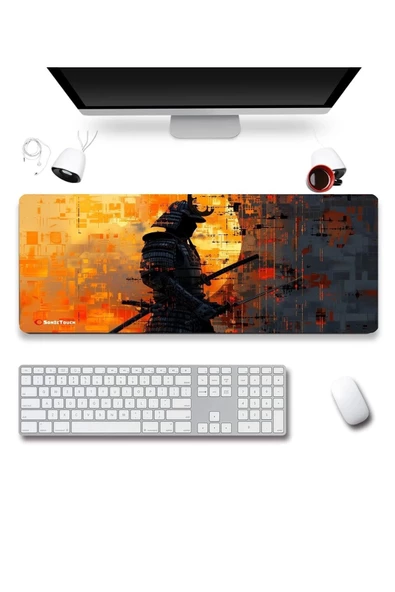 SonicTouch UltraGrand Gölge Samuray Gamer Oyuncu Xxl Sarı Siyah Klavye Mouse Pad 40x90Cm ürün görseli 1