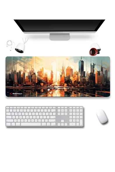 SonicTouch UltraGrand Gün Batımı Metropolis Temalı Gamer Oyuncu Xxl Klavye Mouse Pad 40x90Cm ürün görseli 1