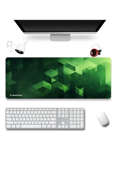 SonicTouch UltraGrand Zümrüt Yeşili Küpler Gamer Oyuncu Xxl Klavye Mouse Pad 40x90Cm ürün görseli 1