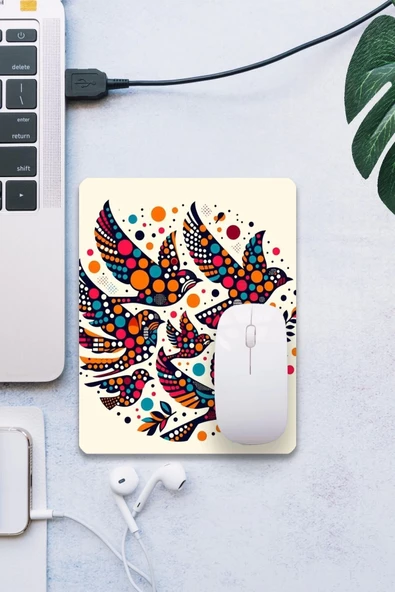 SonicTouch Renkli Kuşlar Pürüzsüz Yüzey Kaymaz Taban Dikişsiz Kenar Gamer Oyuncu Mouse Pad 19x23cm ürün görseli 1
