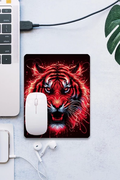 SonicTouch Kırmızı Neon Kaplan Pürüzsüz Yüzey Kaymaz Taban Dikişsiz Kenar Gamer Oyuncu Mouse Pad 19x23cm ürün görseli 1