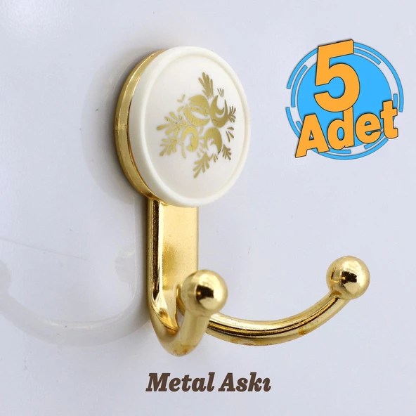 Misket 5 Adet Gold Vestiyer Dolap Askılık Askılığı Duvar Banyo Mutfak Elbise Kıyafet Askısı Altın ürün görseli 1