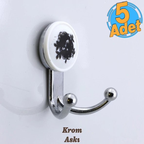 Misket 5 Adet Gümüş Vestiyer Dolap Askılık Askılığı Duvar Banyo Mutfak Elbise Kıyafet Askısı Krom ürün görseli 1
