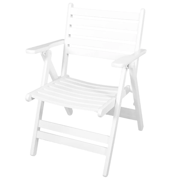 Antalya Kolçaklı Katlanır Sandalye BEYAZ - Ahşap Bahçe Balkon Sandalyesi (London Chair) ürün görseli 1